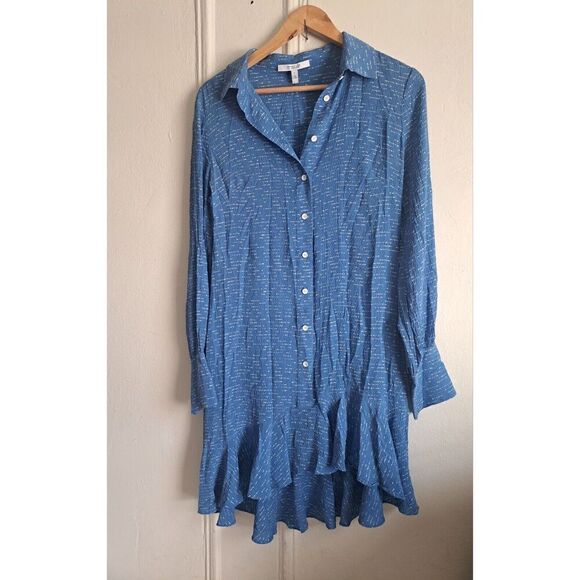Derek Lam Dresses & Skirts - Derek Lam Crossby women size 8 mini shirt dress button front Blue 100% Silk